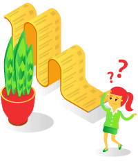 Facture et fille se posant des questions