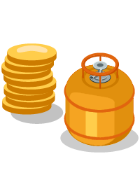 Bouteille de gaz et argent